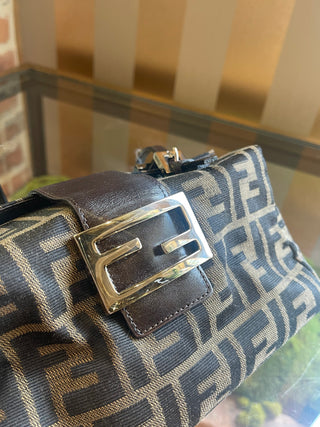 FENDI Brown Canvas Zucca Bento Box Bag