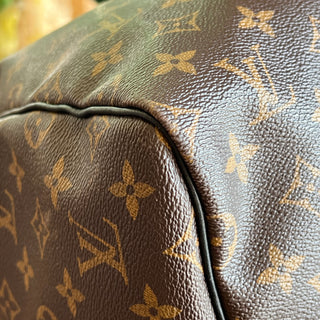 LOUIS VUITTON Macassar Keepall Bandouliere Brown Black Monogram Canvas Duffle Bag