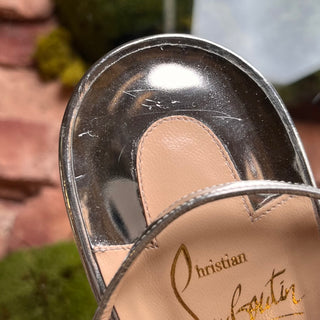 LOUBOUTIN Okydok Lurex Silver Metallic Patent Leather Heels SZ 41 (US 11)