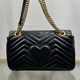 GUCCI GG Marmont Black Calfskin Matelassé Shoulder Bag