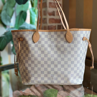 LOUIS VUITTON Neverfull MM Damier Azur Canvas Tote Bag