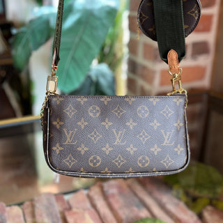 LOUIS VUITTON Khaki Brown Multi Pochette Accessories Monogram Coated Canvas Crossbody Bag