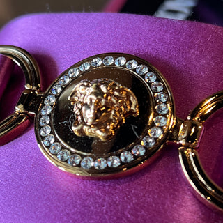 VERSACE Medusa '95 Purple Satin Slides SZ 37.5(7.5US)