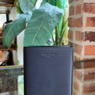 SAINT LAURENT Black Smooth Leather Passport Holder