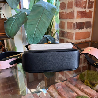 LOUIS VUITTON Lockme Black White Grained Calfskin Crossbody