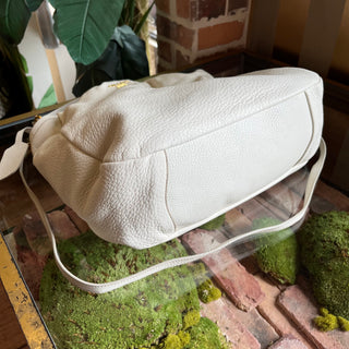 PRADA White Daino Leather Two-Way Hobo Bag