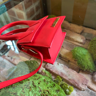 JACQUEMUS Le Chiquito Red Rubberized Calfskin Leather Top Handle