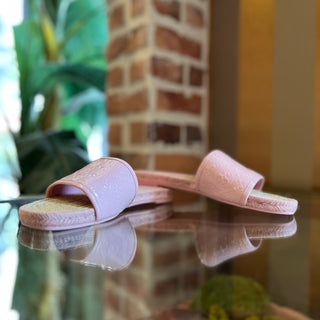 TORY BURCH Pink T Monogram Espadrille Slides SZ 6.5