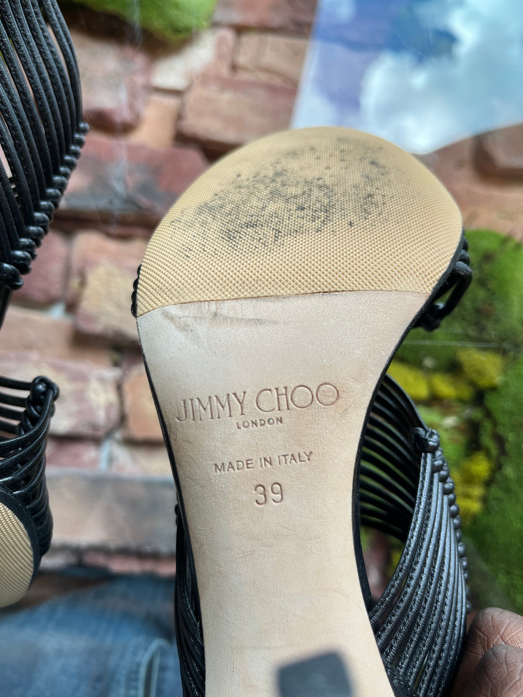 JIMMY CHOO Black Strappy Heels SZ 39 - The Purse Ladies