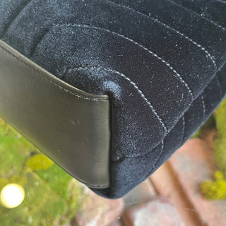 SAINT LAURENT Loulou Small Black Velvet Y Quilted Matelassé Crossbody Bag