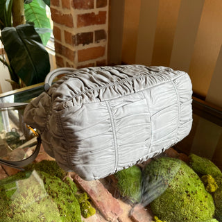 PRADA Gray Nappa Gaufre 2-Way Leather Tote Bag