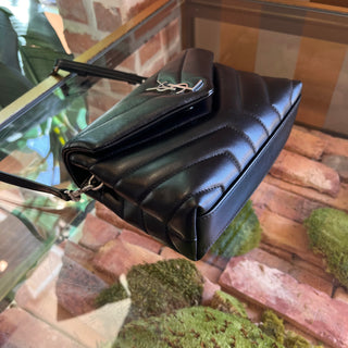 SAINT LAURENT Loulou Small Black Matelasse Calfskin Crossbody Bag