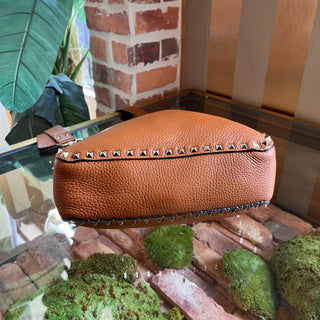 VALENTINO GARAVANI Messenger Brown Pebbled Calfskin Crossbody Bag