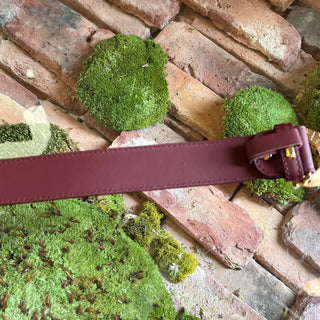 DOLCE & GABBANA Amore Pearl Logo Maroon Leather Belt