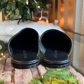 BOTTEGA VENETA Black Intrecciato Woven Leather Mules SZ37(7US)