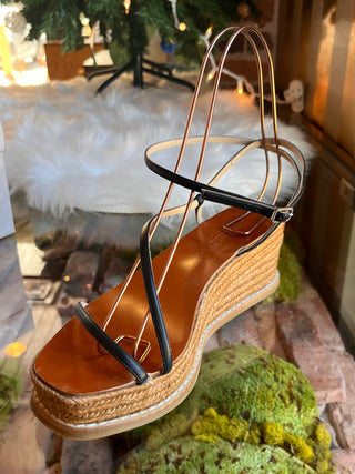 JIMMY CHOO Black Drive Strappy Espadrilles SZ 37