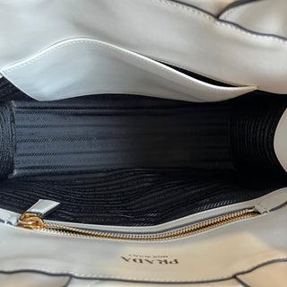 PRADA Symbole Small White Soft Calfskin Leather Tote
