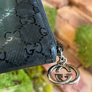 GUCCI Black Imprime Canvas Zip Around Wallet