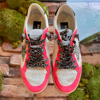 GOLDEN GOOSE Ballstar White Leather Pink Suede Sneakers SZ 39 (US 9)