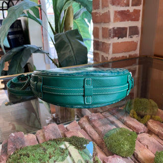 GOYARD Hirondelle Half Moon Green Goyardine Canvas Chevroches Calfskin Crossbody