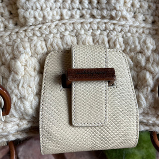 FERRAGAMO Marisa Cream Crochet Shoulder Bag