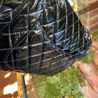 CHANEL Single Flap Black Patent Leather Shoulder Bag