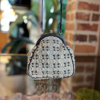 PRADA Mini Beige Metallic Brocade Evening Bag