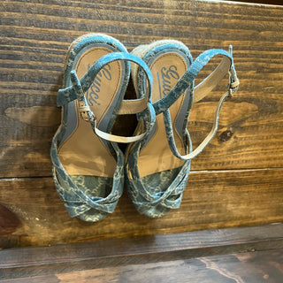 GUCCI Light Blue GG Denim Open Toe Espadrille Wedges SZ40.5(10.5US)