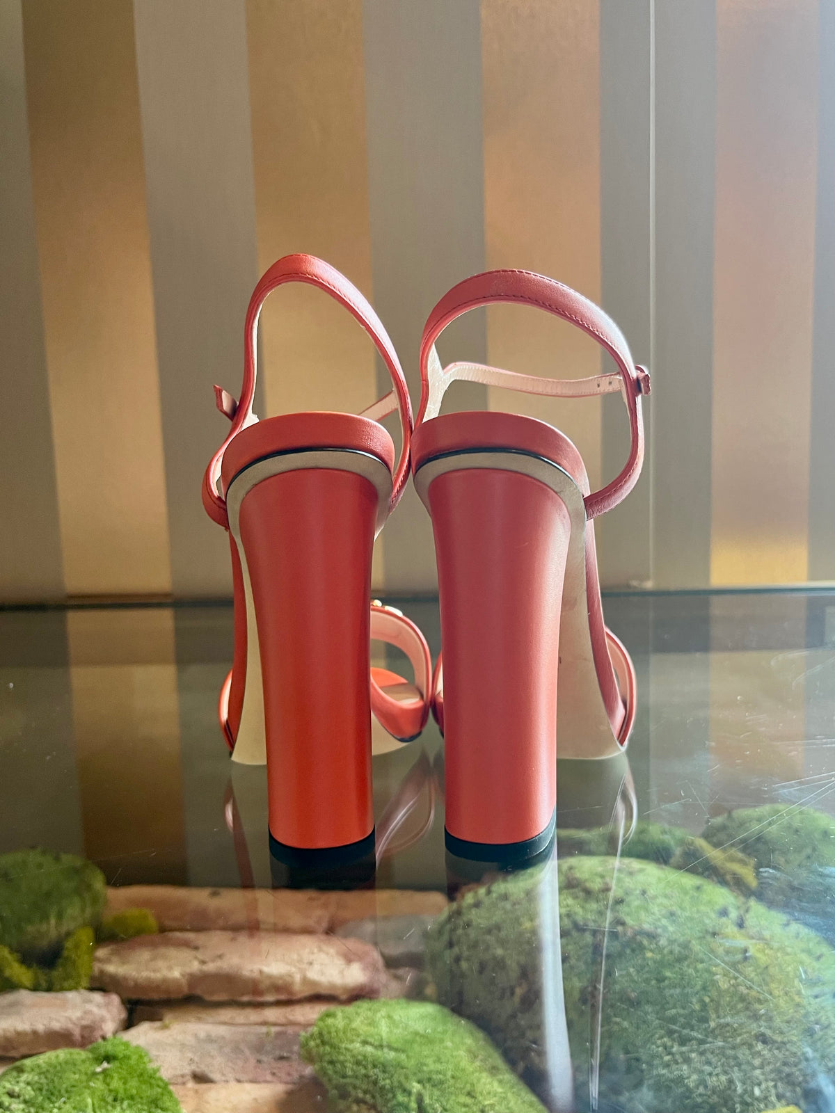 GUCCI Orange Horsebit Platform Sandals Sz36