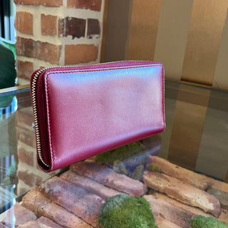 GUCCI 1955 Horsebit Red Leather Zip Around Wallet