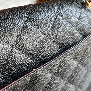 CHANEL Double Flap Jumbo Black Caviar Leather Shoulder Bag