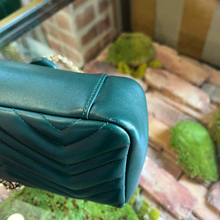 GUCCI GG Marmont Small Green Matelassé Chevron Nappa Leather Shoulder Bag