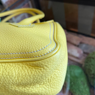 CELINE Buckle Yellow Grained Leather Shoulder Bag