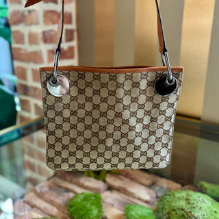 GUCCI Beige GG Canvas Orange Eclipse Crossbody