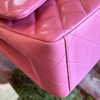 CHANEL Maxi Double Flap Pink Calfskin Leather Shoulder Bag