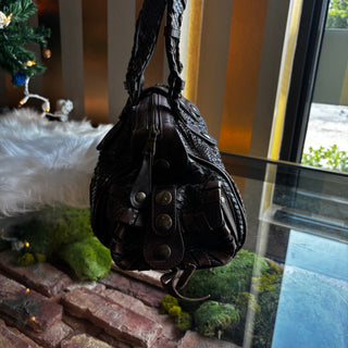 CHLOE Brown Snakeskin Silverado Shoulder Bag