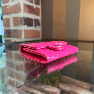 CHANEL Pink Patent Leather Wallet