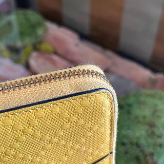 GUCCI Continental Yellow Diamante Leather Zip Wallet