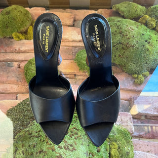 SAINT LAURENT Gippy 105 Black Calfskin Mule Sandals SZ37(7US)