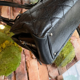 CHANEL On The Road Black Quilted Glazed Leather Tote Bag