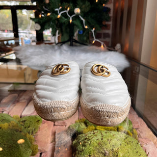 GUCCI 38.5(8.5US) Great White Nappa Leather Slip On Espadrilles