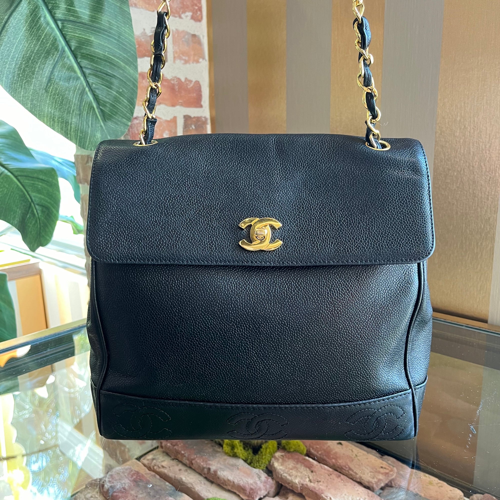 Chanel Black Caviar Chain Shoulder Bag