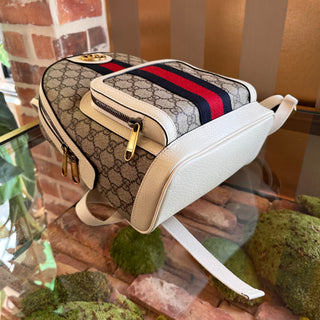 GUCCI Ophidia Small White GG Web Canvas Stripe Backpack