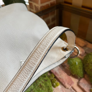 PRADA White Daino Leather Hobo Bag