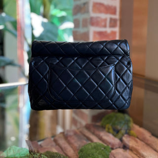 CHANEL Black Leather Reissue Roll Clutch DIA315