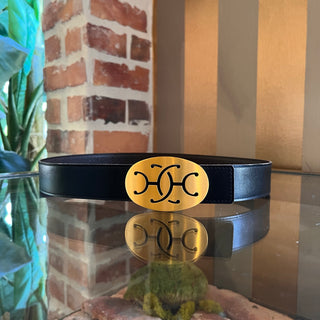 HERMES Phillipine Black/Brown Leather Reversible Belt SZ 85