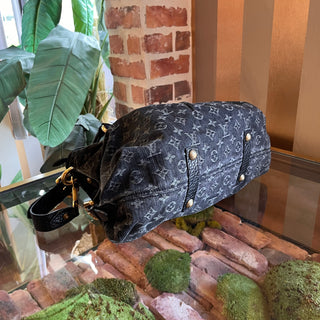 LOUIS VUITTON Neo Cabby MM Black Denim Monogram Shoulder Bag
