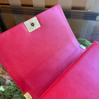 CHANEL Boy Flap New Medium Quilted Red Calfskin Shoulder Bag