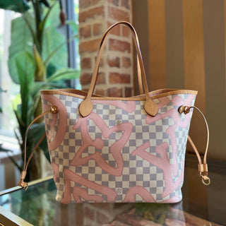 LOUIS VUITTON Neverfull MM Damier Azur Limited Edition Tahitienne Canvas Tote