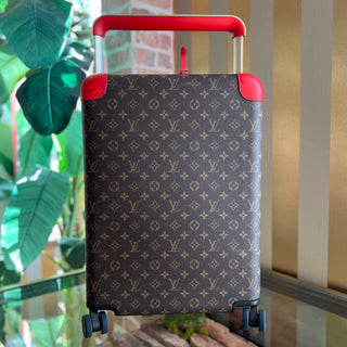 LOUIS VUITTON Horizon 55 Brown Red Monogram Canvas Rolling Luggage Coquelicot